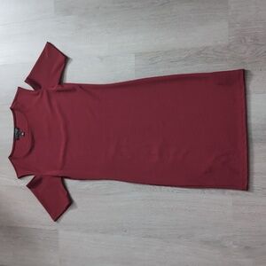 NWT Topshop Burgundy Cold Shoulder Cut Out Bodycon Dress / Size US 2